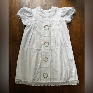 Phoenix & Ren White Heirloom Christmas Dress with Embroidered Wreaths 4